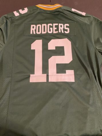  An Aaron Rodgers jersey in the iconic green and gold he has worn for his entire NFL career