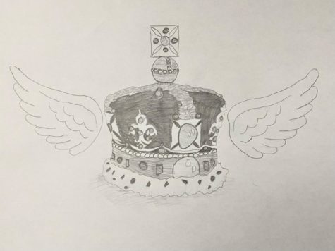 Drawing of the Imperial State Crown with angel wings