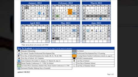 Picture of the revised 2022-23 school year schedule