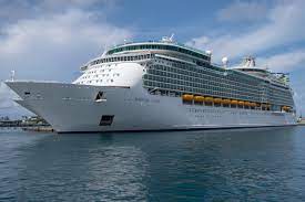 A photo of the Mariner of the Seas cruise ship as it sails across water.