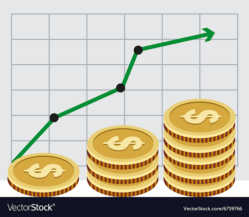 This picture is from the Vectorstock website and it portrays increased profit over a period of time.